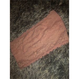 Pink lace bandeau bralette